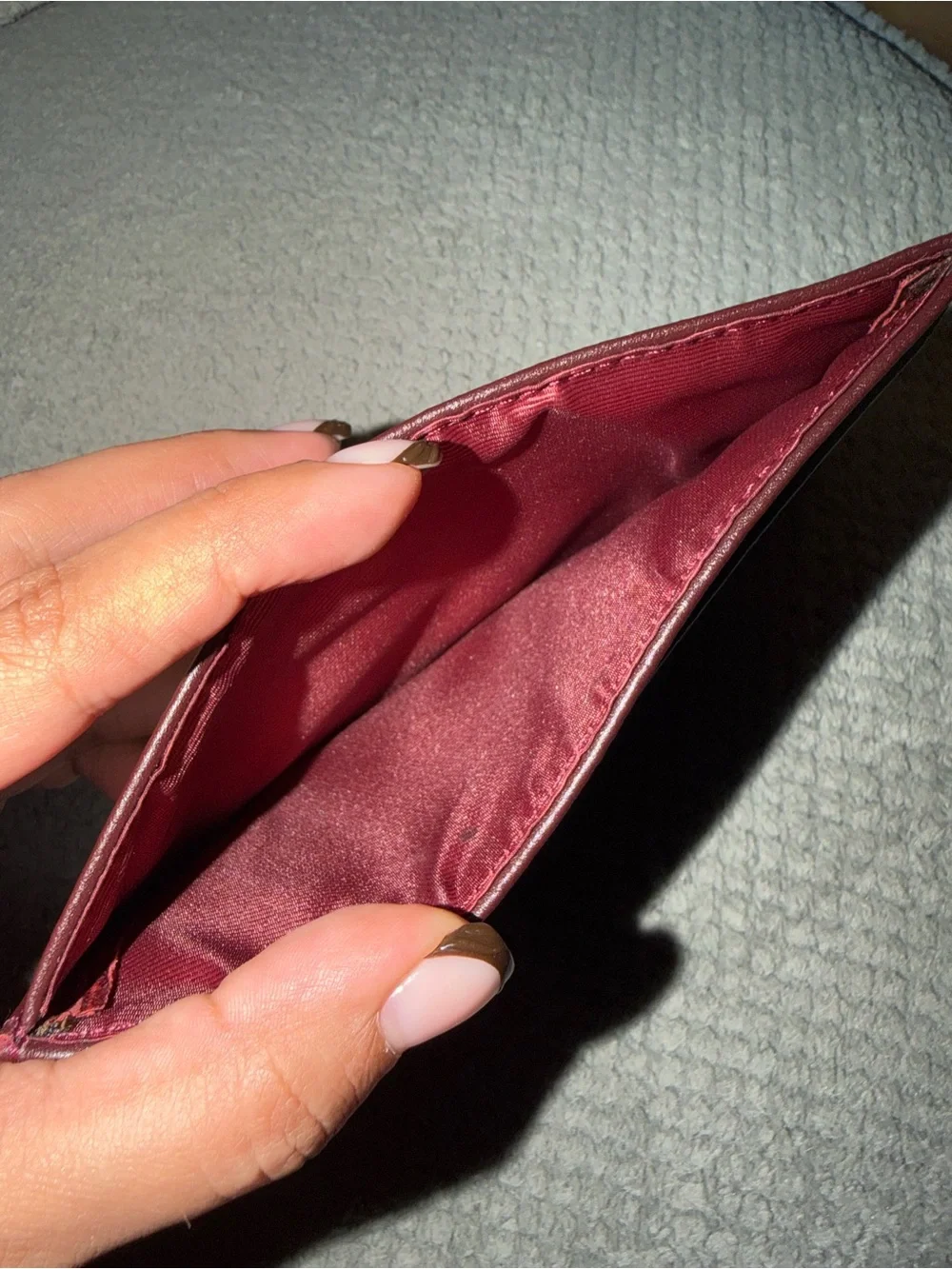 Black Quilted Leather Wallet with Burgundy Card Holder Insert